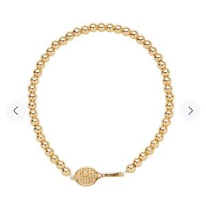 Beaded Tennis Racket Bracelet - Gold NWT
